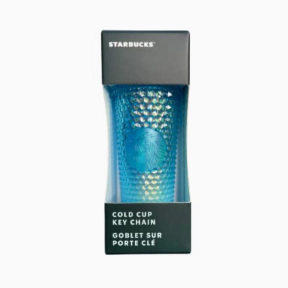 Starbucks 2023 Gradient Glacier Blue Studded Bling Tumbler Cup Key Chain